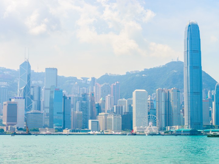 Hong Kong - October 18, 2015: Hong Kong skyline on October 18 in China, Hong Kong.